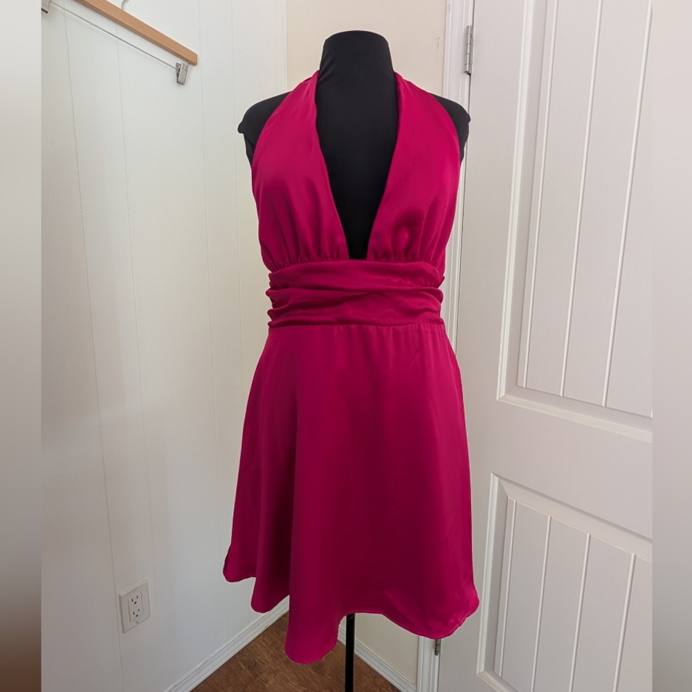 💜 3/$30 - Garage Backless Halter Dress in Vibrant Pink